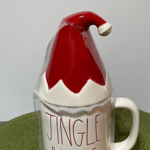 Rae Dunn Jingle Bells Mug with Topper NWT - Picture 6 of 7